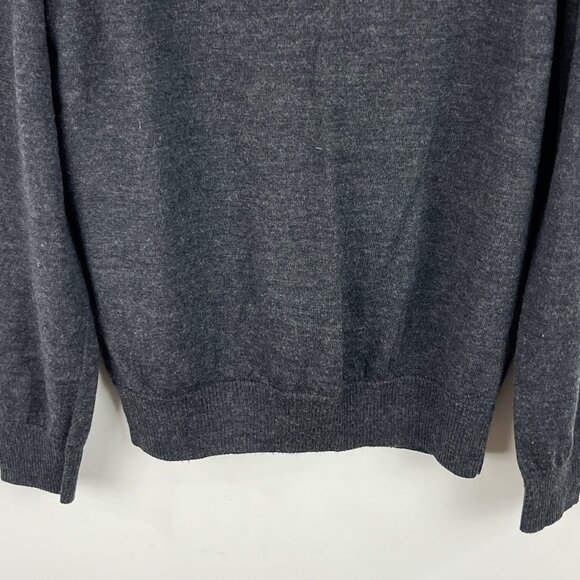 Calvin Klein Sweater Size L Gray Long Sleeve V Neck Tight Knit Merino Wool - Picture 9 of 9
